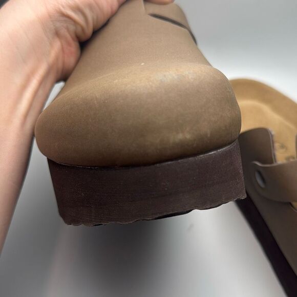 CUSHIONAIRE Women's Loom Cork Footbed Platform Clog SIZE 8.5 PREOWNED BROWN - Picture 9 of 10